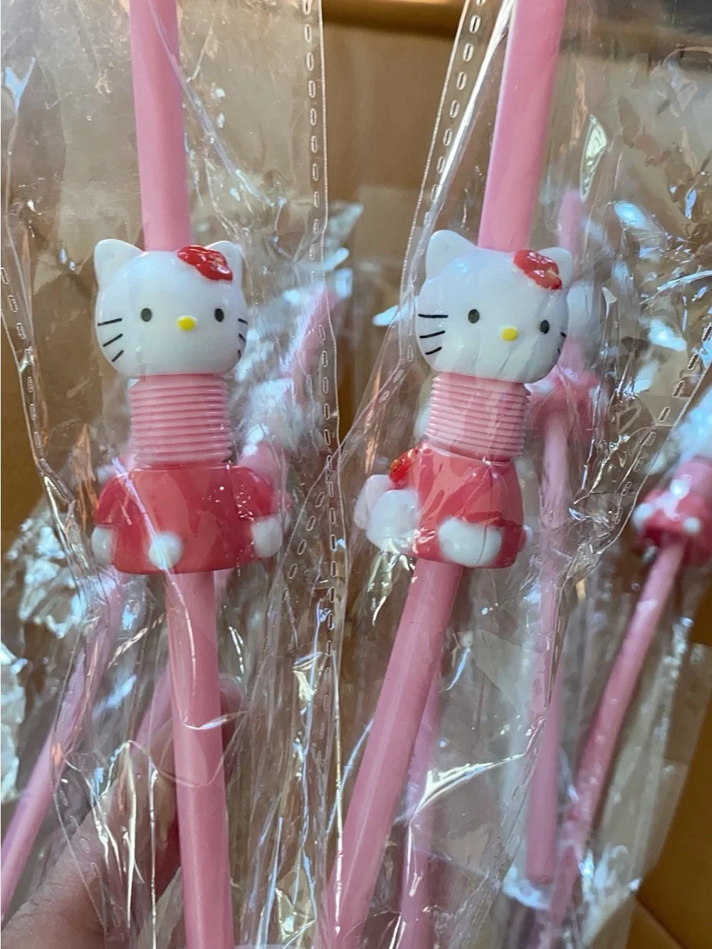 Pink Cat Character Party Straws - Cute Decorative Drinking Straws set of 10